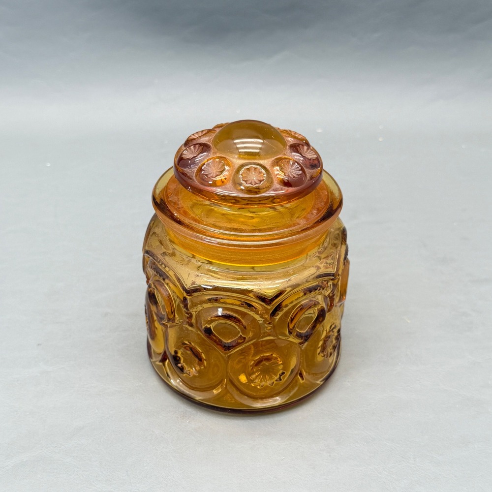 Vintage L.E. Smith 7" Amber Small Moon & Stars Canister